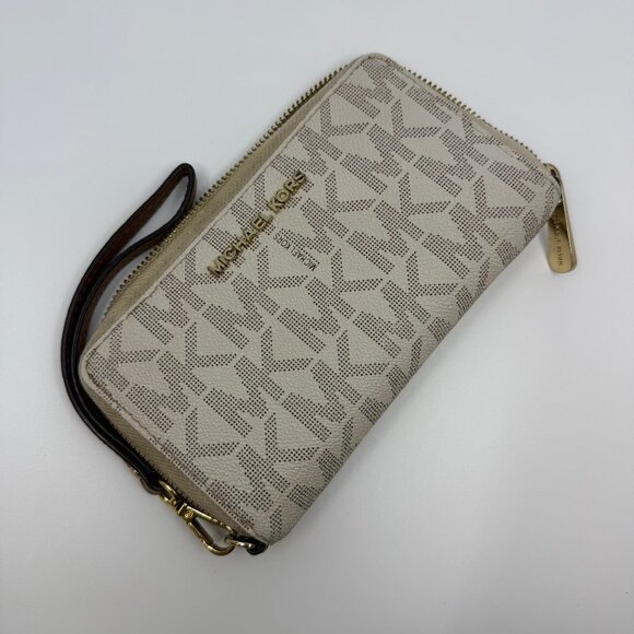 Michael Kors Beige Logo Wristlet Wallet - Picture 1 of 5